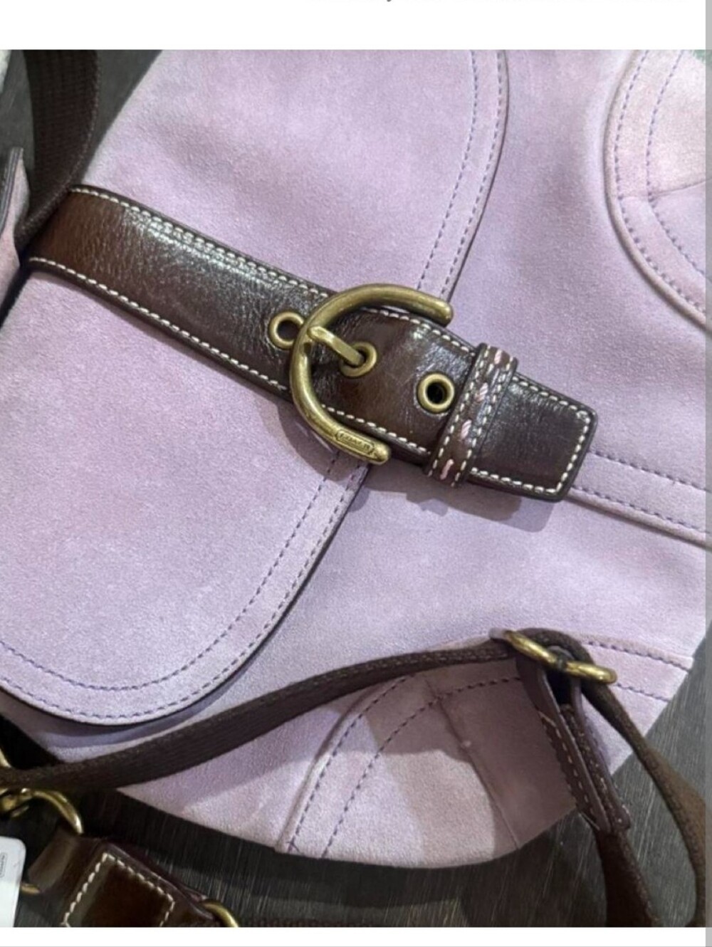 COACH lavender Suede Brown Purple Purse 4743
